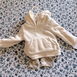 Baby Cozy Cream Hooded Sweater with pants